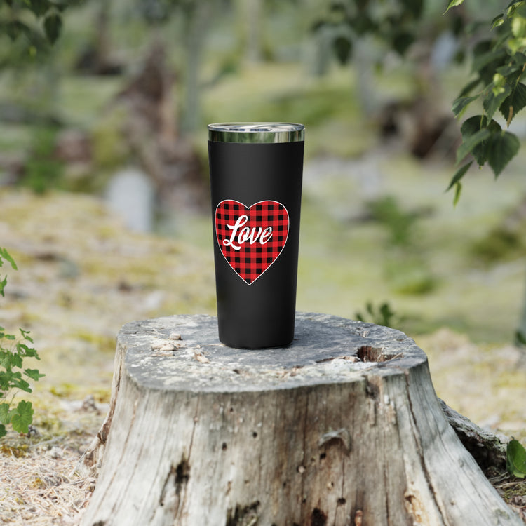 buffalo plaid heart 2 Copper Vacuum Insulated Tumbler, 22oz