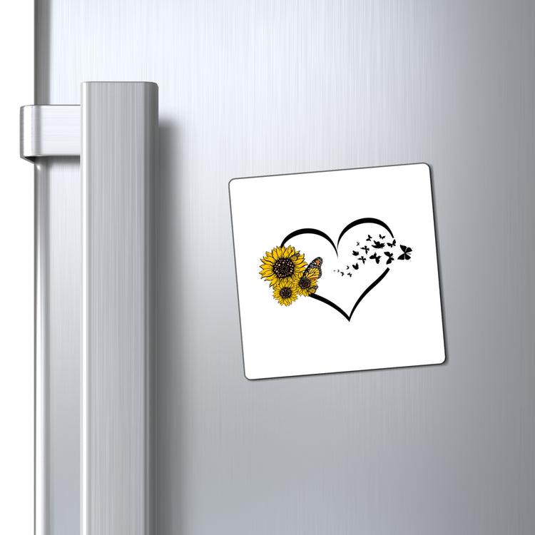 Hilarious Sunflower Heart Butterflies Bohemian Enthusiast Humorous Hippy Flower Environment Biodiversity Magnets