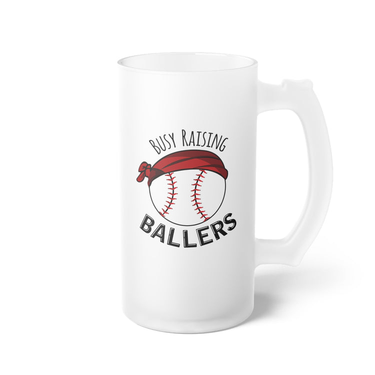 Humorous Busiest Mommas Parenting Illustration Baseball Funny Frosted Glass Beer Mug