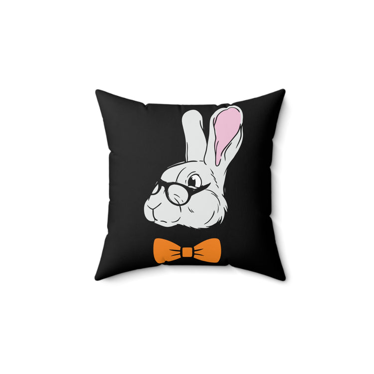 Funny Christian Egg Hunting Brainy Nerd Bunny Spun Polyester Square Pillow