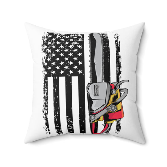 Humorous Retro Nationalistic Woodworking Carpenter Lover Spun Polyester Square Pillow