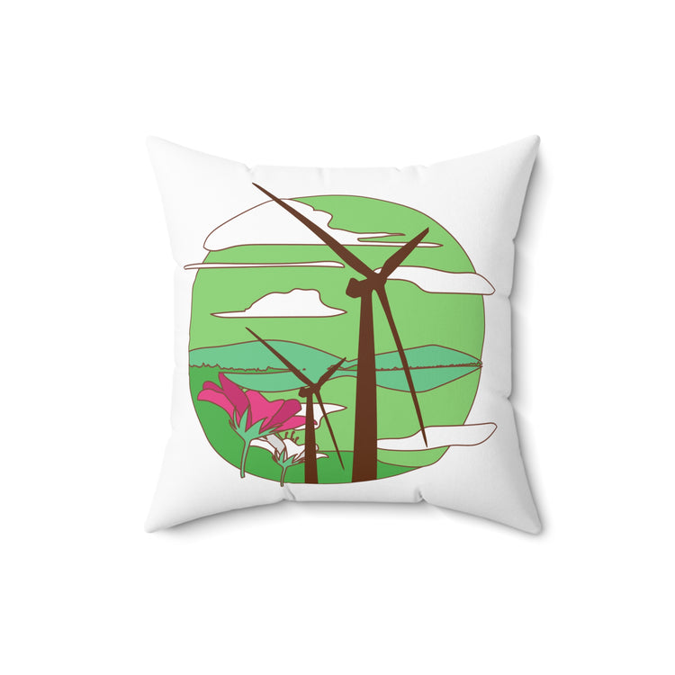 Humorous Renewable Windmill energy hydroelectric Spun Polyester Square Pillow