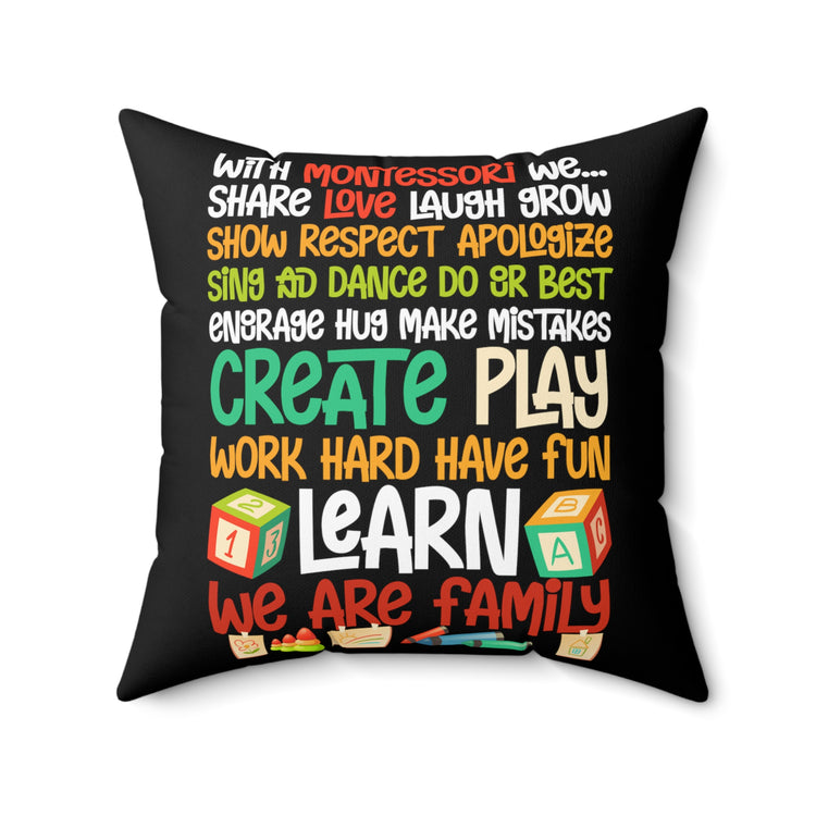 Motivational Daycare Teachers Appreciation Statements Line Spun Polyester Square Pillow