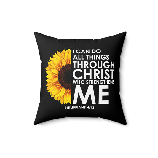 Inspirational Christianity Sunflowers Philippians Catholic Religious UScripture Spun Polyester Square Pillow