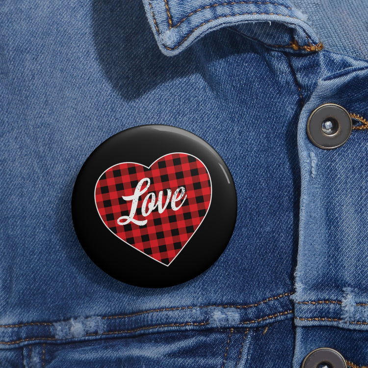 buffalo plaid heart 2 Custom Pin Buttons