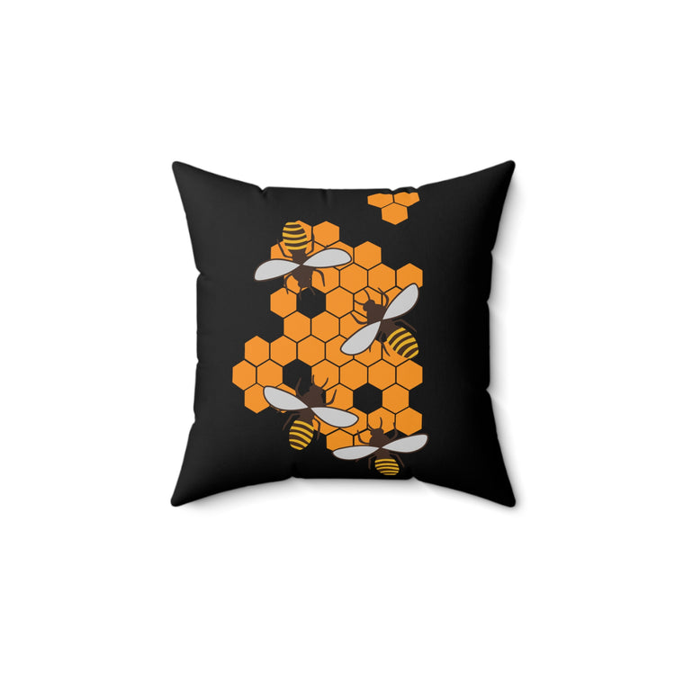 Beehive Bees Beekeeper Environmentalist Yellow Bee Hive Lover Graphic Spun Polyester Square Pillow