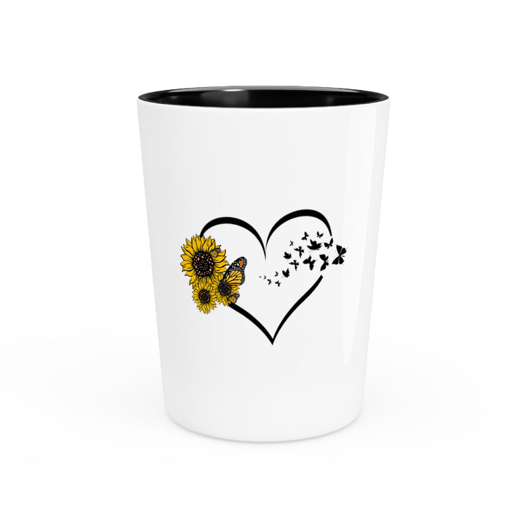 Hilarious Sunflower Heart Butterflies Bohemian Enthusiast Shot Glass