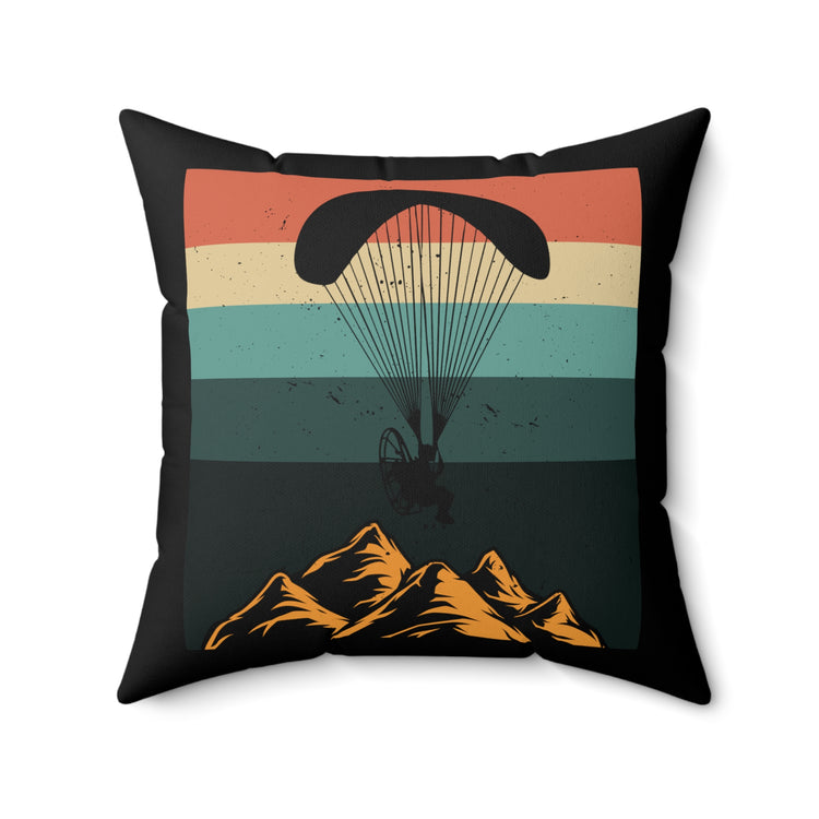 Vintage Paragliding Enthusiasts Distressed Paramotors Parachutes Devotee Graphic Spun Polyester Square Pillow