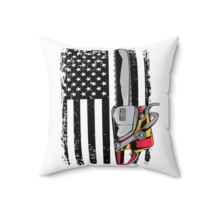 Humorous Retro Nationalistic Woodworking Carpenter Lover Spun Polyester Square Pillow