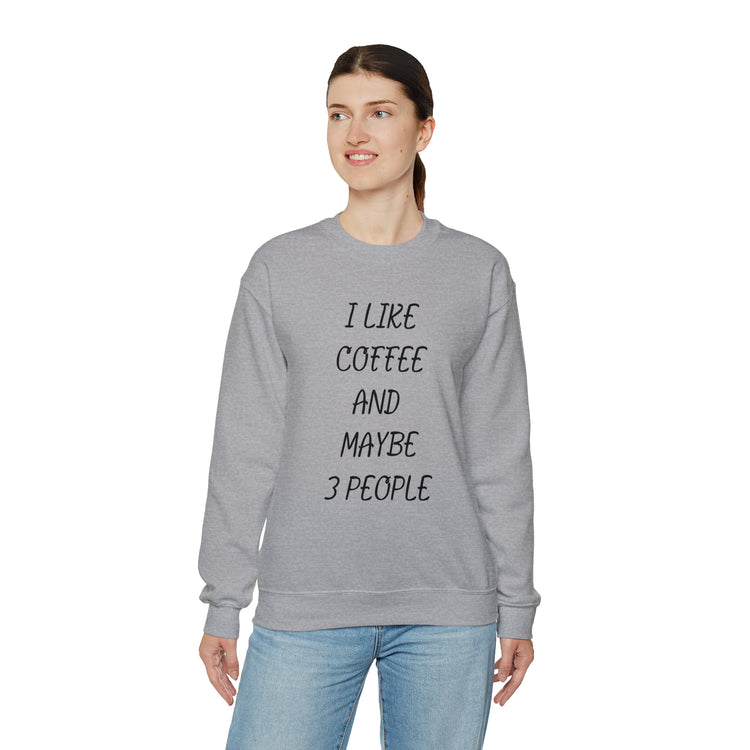 Humorous Caffeinated Introverts Illustration Saying Line Pun Unisex Crewneck Sweatshirt