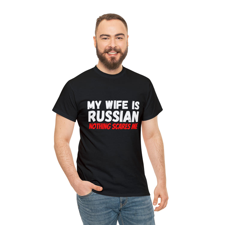 Shirt Funny My Wife's Russian Introvert Sayings Heritage Spouse T-Shirt Unisex Heavy Cotton Tee