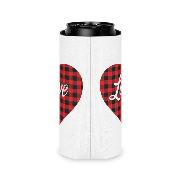 buffalo plaid heart 2 Can Cooler