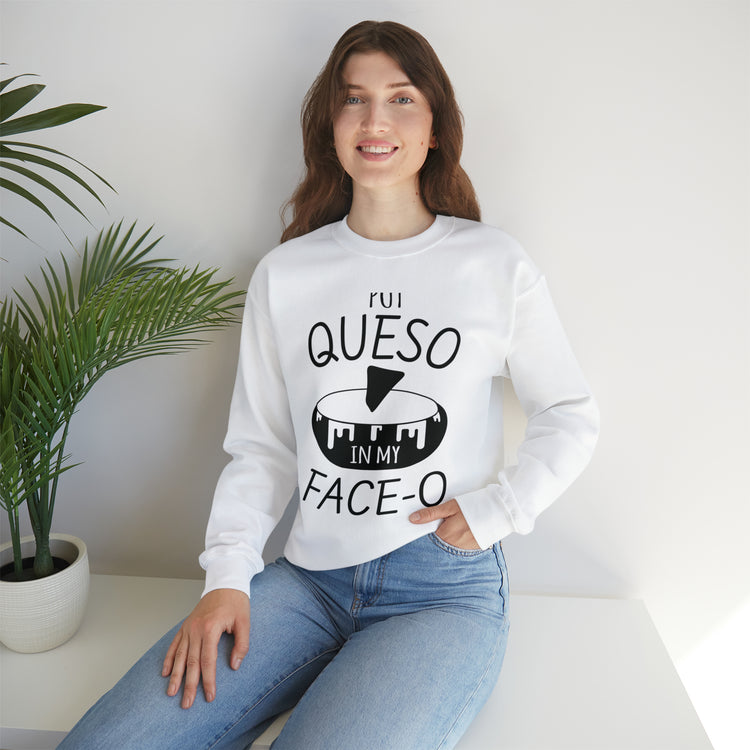 Humorous Mexican Queso Enthusiasts Food Illustration Gags Unisex Crewneck Sweatshirt