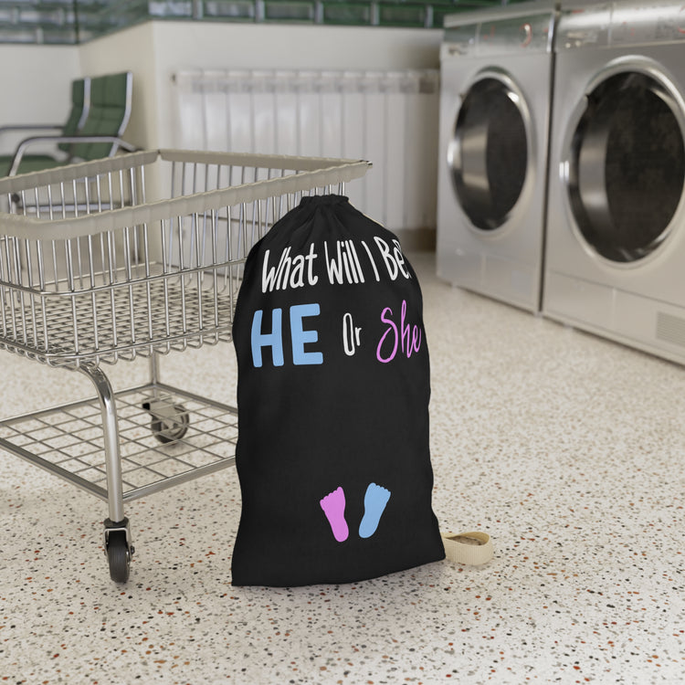What Will I Be He or She Gender Reveal Shirt Laundry Bag