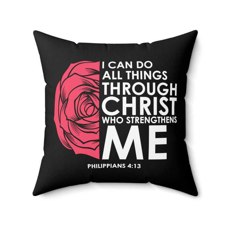 Inspirational Christianity Devotees Flowery Philippians Religious Scriptures Uplifting Spun Polyester Square Pillow