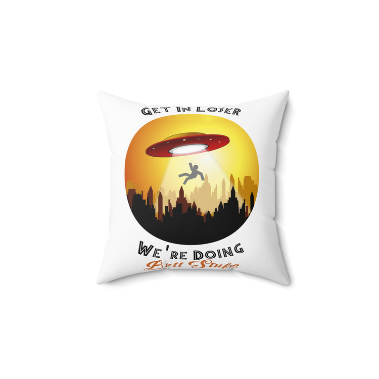 Humorous Intergalactical Illustration Enthusiasts Extraterrestrial Spun Polyester Square Pillow