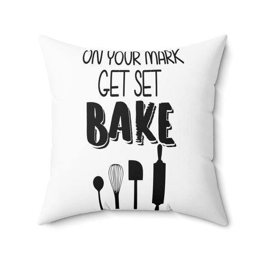 Humorous Baking Set Funny Retro Outdoor Adventures Bakers  Spun Polyester Square Pillow