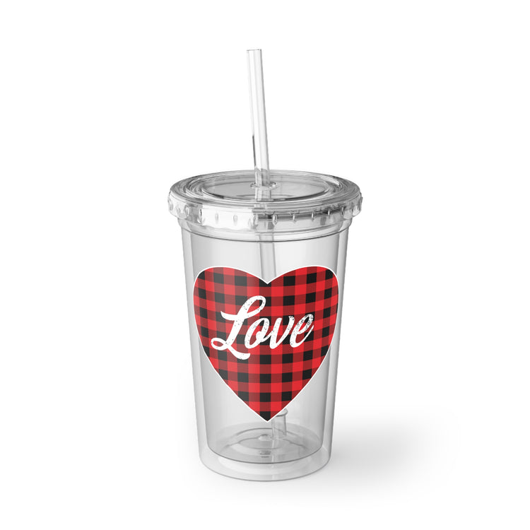 buffalo plaid heart 2 Suave Acrylic Cup