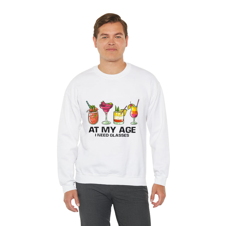 Funny At My Age I Glasses Bartender Mixologist Beverage Unisex Crewneck Sweatshirt