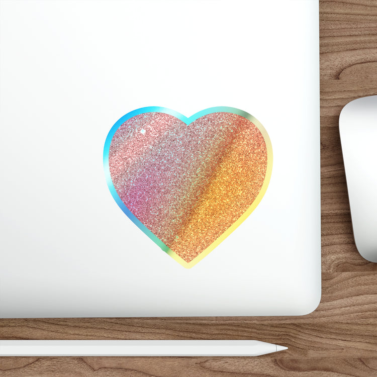 Red Glitter Effect Heart Valentines Day Men Women Holographic Die-cut Stickers