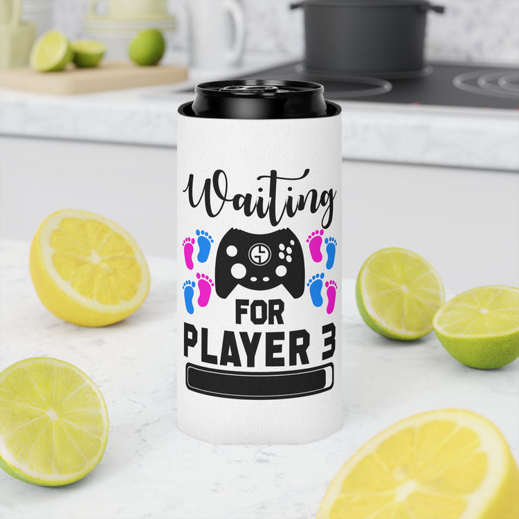 Waiting For Player Three Funny Maternity Can Cooler