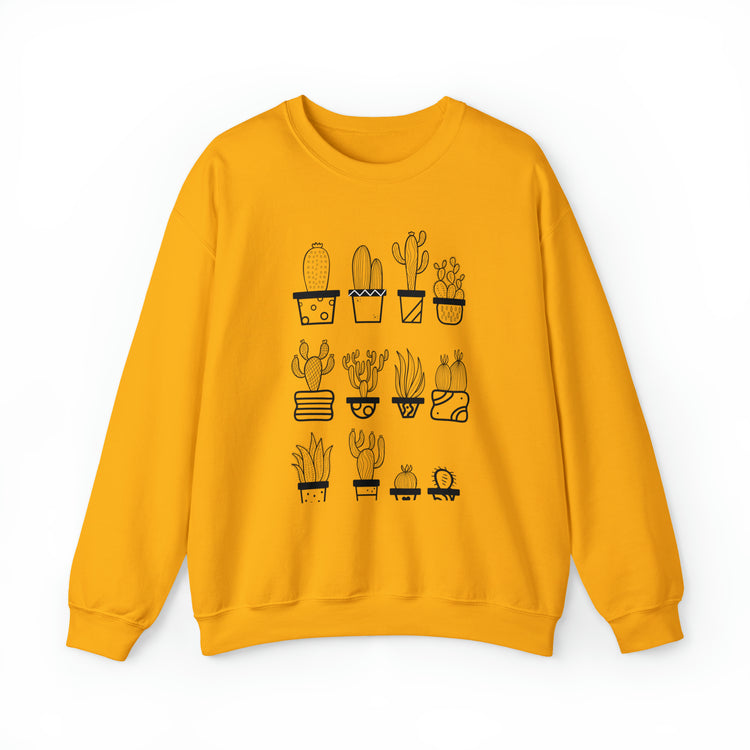 Humorous Cactuses Enthusiasts Cactus Illustration Vintage Novelty Succulents Devotee Gardening Graphic Funny Unisex Heavy Blend™ Crewneck Sweatshirt