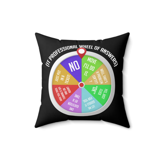 Novelty IT Professional Wheel Of Answers Tech Information Infotech Computer Information's Spun Polyester Square Pillow