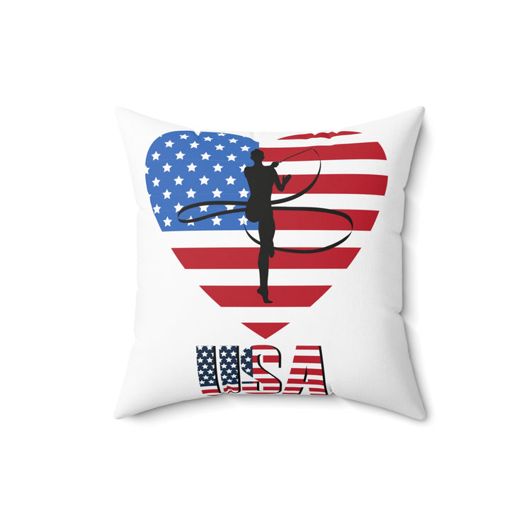 Humorous Acrobatics Athletic Patriotic Trampolining Acrobatic Sporty Spun Polyester Square Pillow