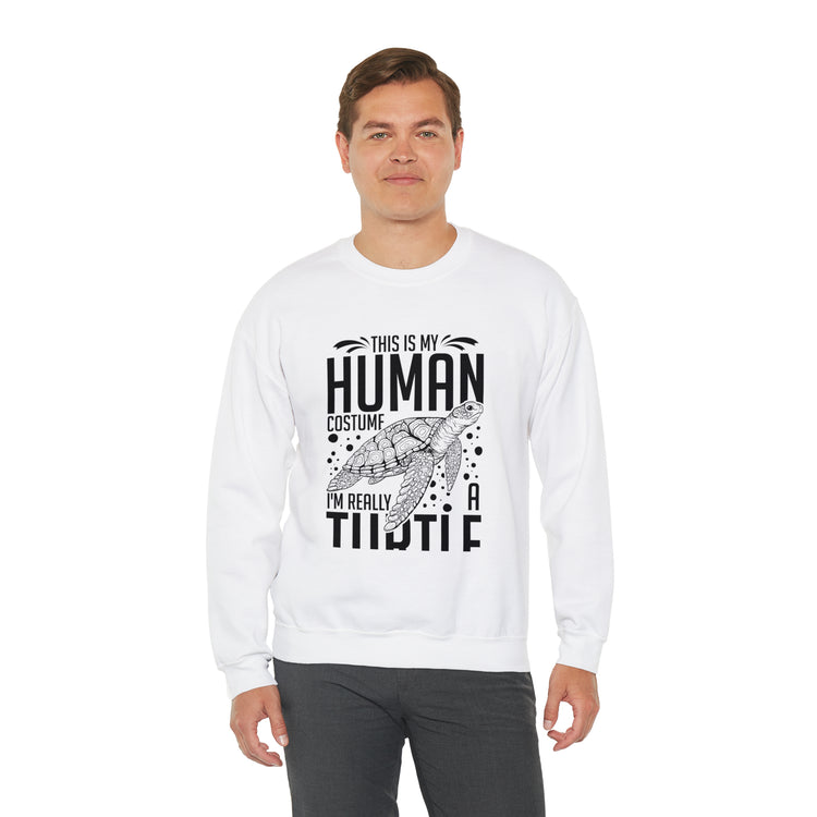 Funny Turtle Dressing Turtles Devotee Graphic Sayings Gag Unisex Crewneck Sweatshirt