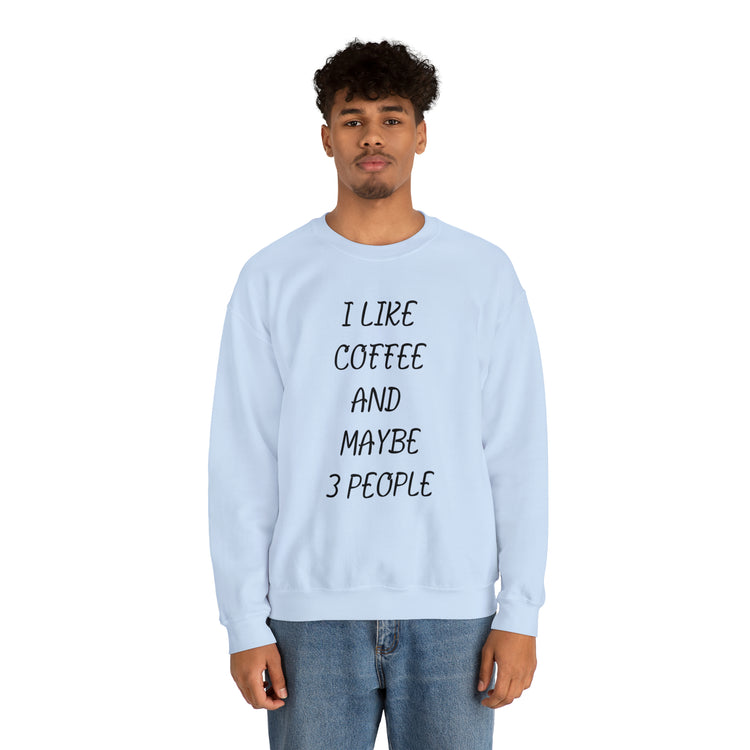 Humorous Caffeinated Introverts Illustration Saying Line Pun Unisex Crewneck Sweatshirt