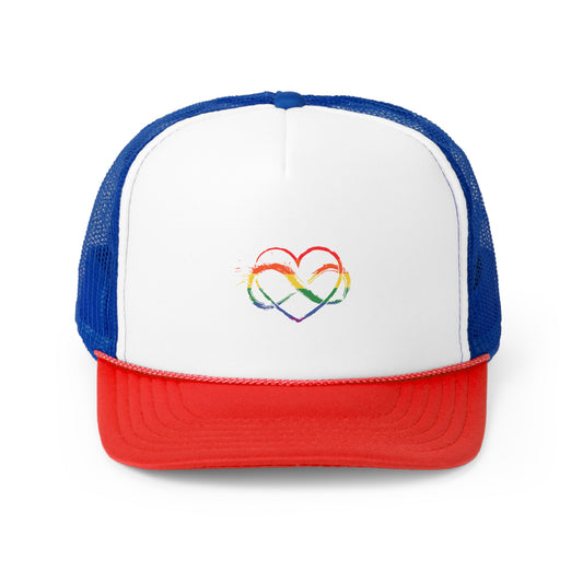 Hilarious Multicolor Hearts Prideful Supporting Graphic Trucker Caps