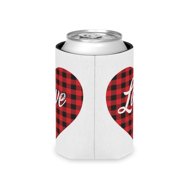 buffalo plaid heart 2 Can Cooler