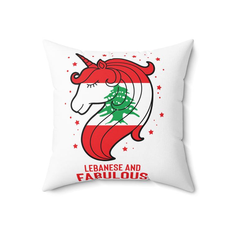 Humorous Lebanese Christmas Magical Horse Nationalistic Spun Polyester Square Pillow