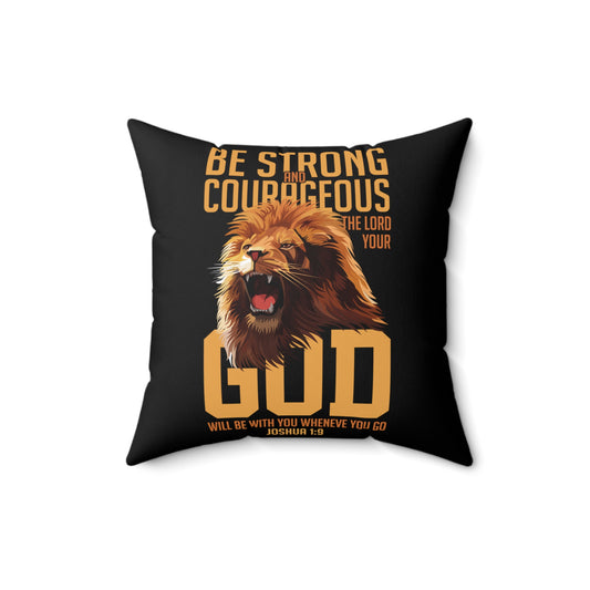 Inspirational Courageous Christians Faithfulness Prospering Prayer Statements Line Spun Polyester Square Pillow