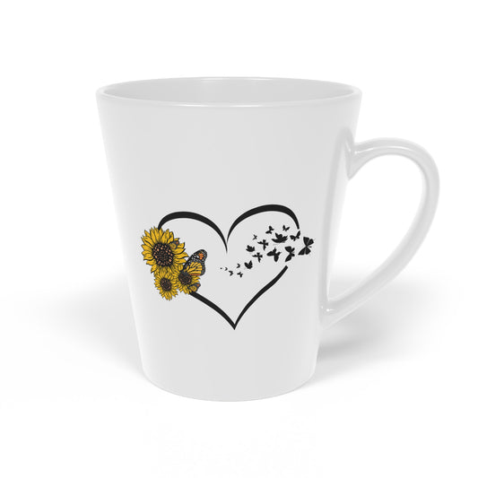 Hilarious Sunflower Heart Butterflies Bohemian Enthusiast Latte Mug, 12oz