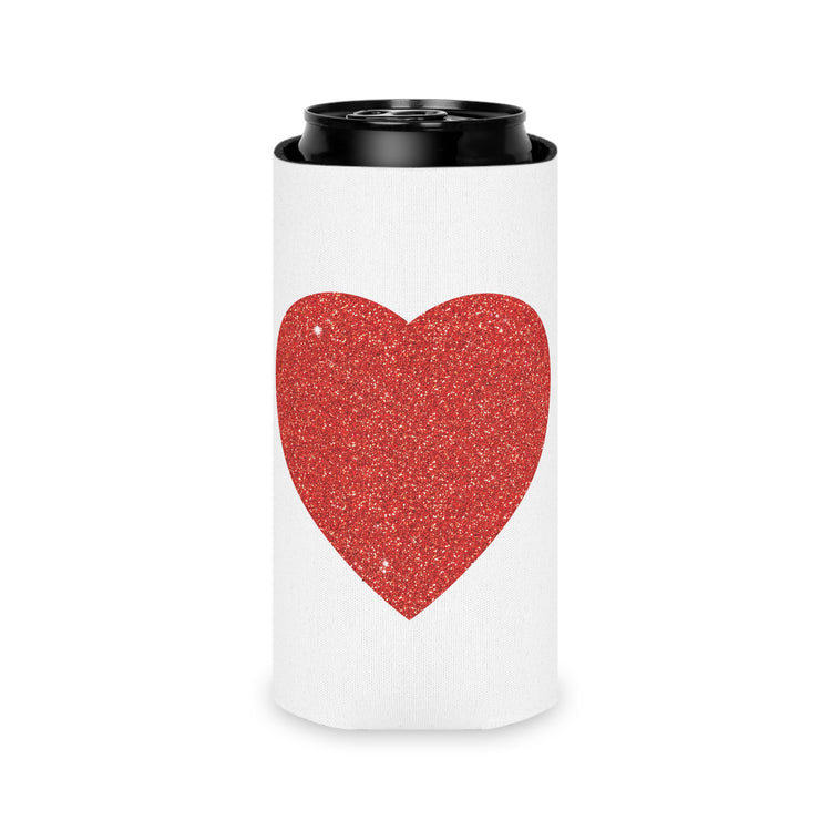 Red Glitter Effect Heart Valentines Day Men Women Can Cooler