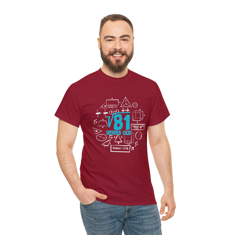 Shirt Funny Square Root 9th Birthdays Graphic Math Geek Numerical T-Shirt Unisex Heavy Cotton Tee