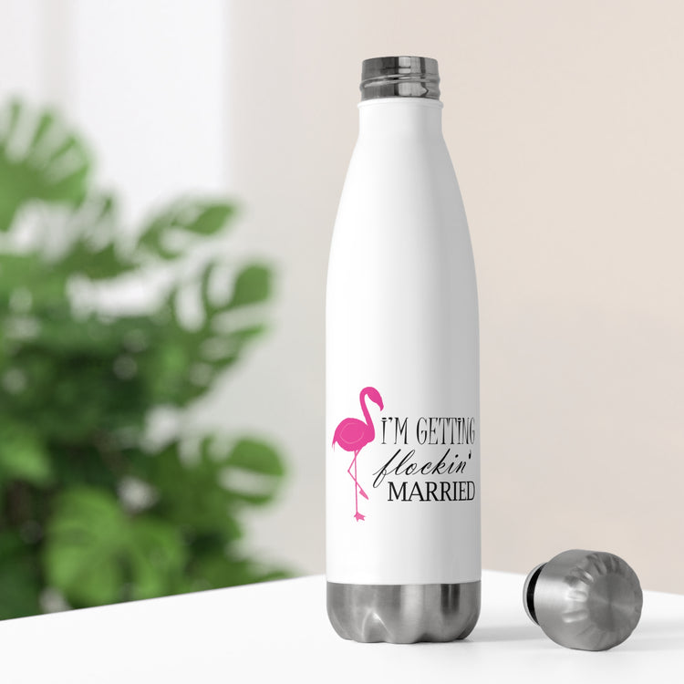 Humorous Bridal Entourages Flamingoes Illustration Puns Hilarious Bridesmaids Flocks Graphic Saying Gag 20oz Insulated Bottle