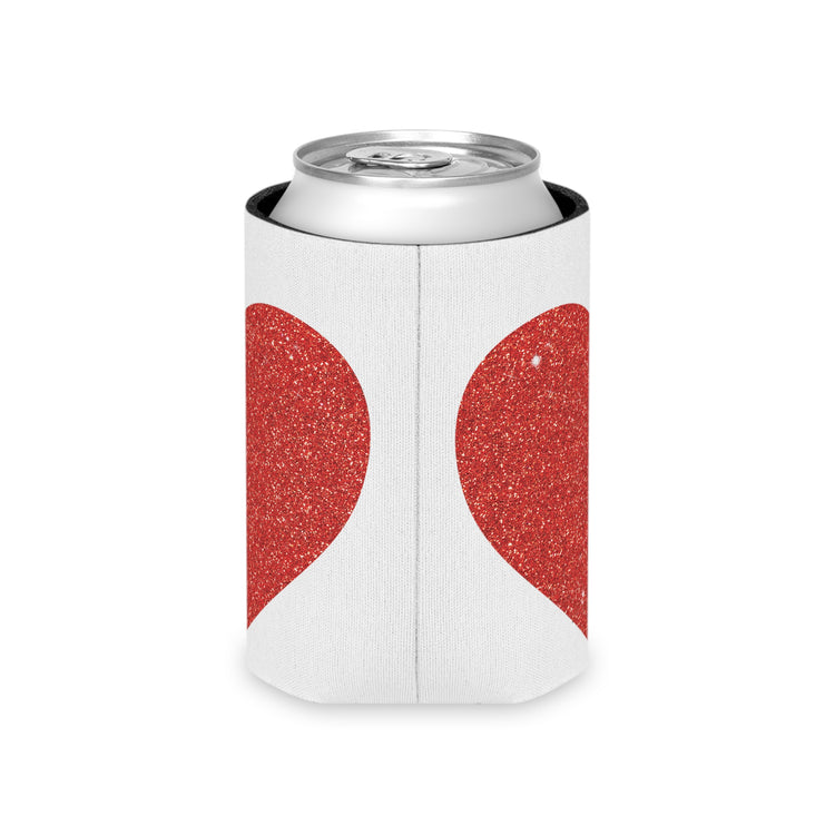 Red Glitter Effect Heart Valentines Day Men Women Can Cooler