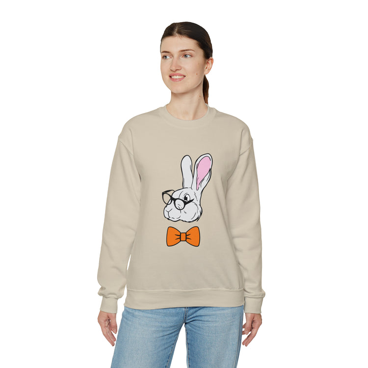 Funny Christian Egg Hunting Brainy Nerd Bunny Unisex Crewneck Sweatshirt