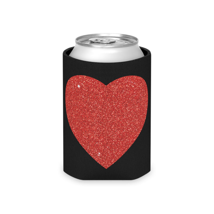 Red Glitter Effect Heart Valentines Day Men Women Can Cooler