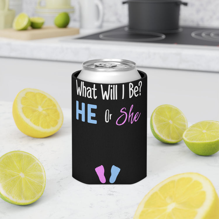 What Will I Be He or She Gender Reveal Can Cooler