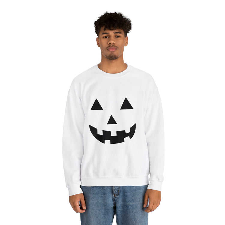 Humorous Pumpkins Illustration Tricks Treats Graphic Gag Unisex Crewneck Sweatshirt