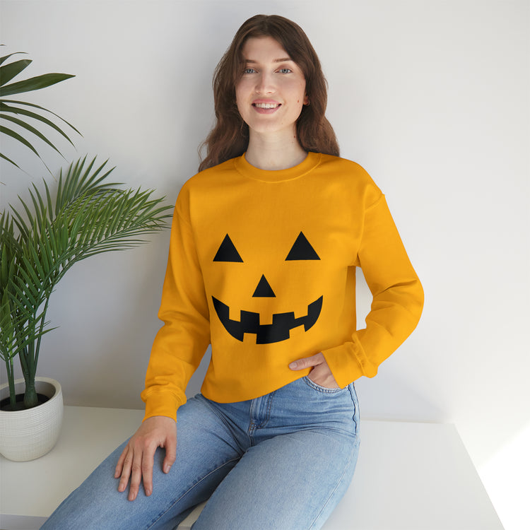 Humorous Pumpkins Illustration Tricks Treats Graphic Gag Unisex Crewneck Sweatshirt