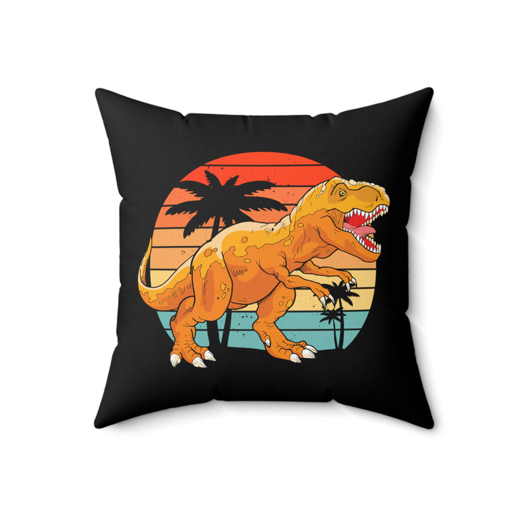 Vintage Tyrannosaurus Enthusiasts Outline Retro Dinosaurs Environmentalist Graphic Spun Polyester Square Pillow