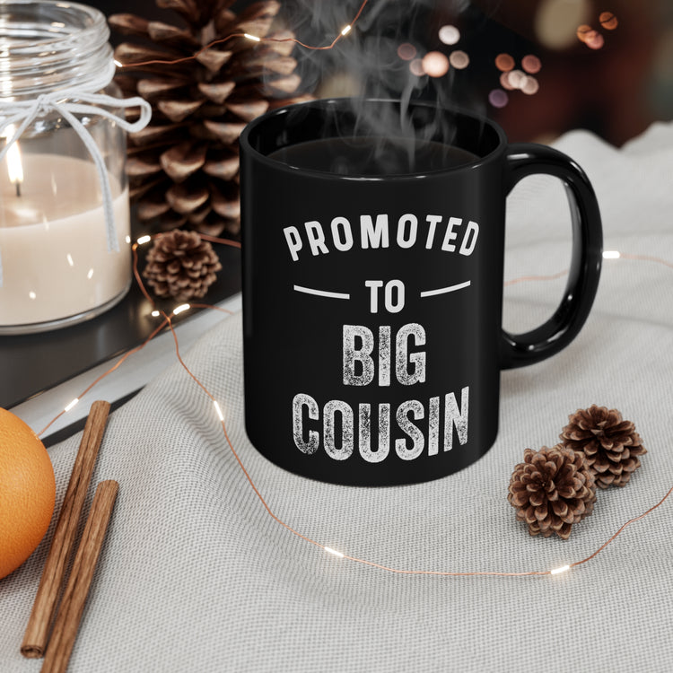 Promoted To Big Cousin Pregnancy Announcement Kids Gender Reveal Black mug 11oz