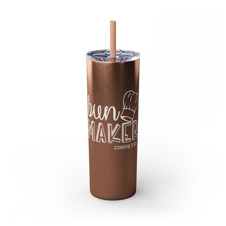 Bun Baker and Bun Maker New Dad and Future Mom Shirts Skinny Tumbler with Straw, 20oz