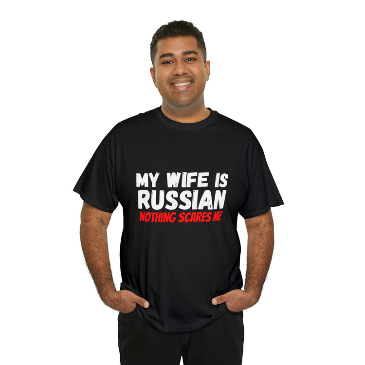 Shirt Funny My Wife's Russian Introvert Sayings Heritage Spouse T-Shirt Unisex Heavy Cotton Tee