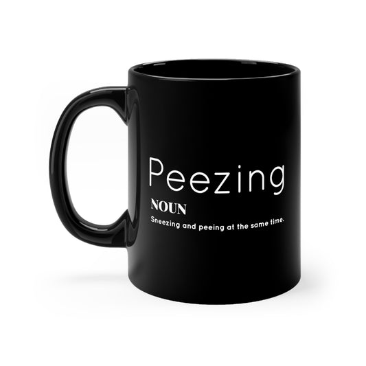 Funny Peezing Definition Baby Bump Black mug 11oz
