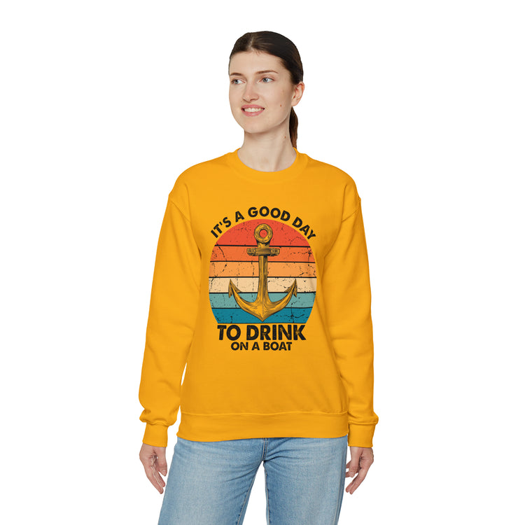 Humorous Its A Nice Day To Drink On A Boat Kayaking Graphic Unisex Crewneck Sweatshirt